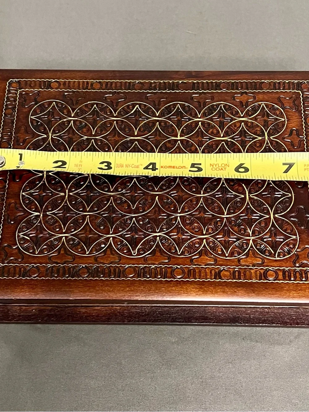 VTG Handmade Hand Carved Geometric Shape Wooden Trinket Box Made In Poland